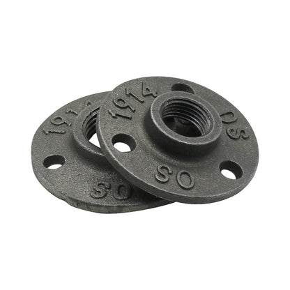 Cast Iron Flange Black Decorative Malleable Iron Wall Mount Floor Antique Pipe Fitting Garden Yard Decoration Supplies 1/5Pcs