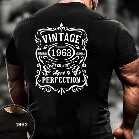 Limited Edition 1963 Vintage Classic T-Shirt Men's Fashion Cool 1963 Round Neck Shirt Casual T-Shirt Tops