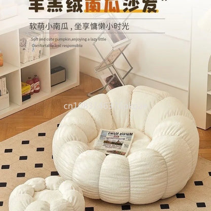 Lazy Sofa Chair Tatami Single Lamb Velvet White Cute Bedroom Balcony Leisure Chair Furniture