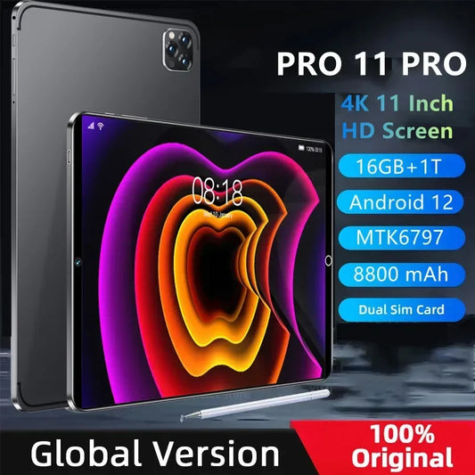 2024 Global Version Original 11 Inch Tablets Android 12 16GB RAM 1T ROM Dual 5G LTE Phone Call Bluetooth WiFi GPS WPS Tablet PC