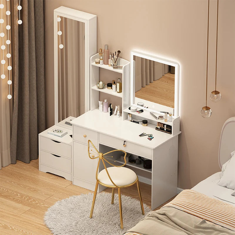 Dresser girl bedroom modern minimalist small dresser online celebrity makeup table with full-length mirror.