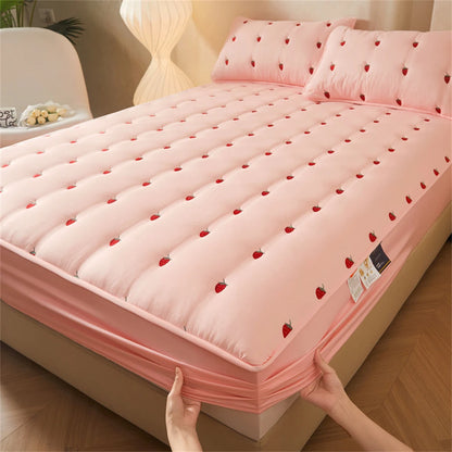 Thicken Mattress Cover 90x200cm Fitted Sheets Queen Size Elastic Bed Sheets Quilted Embroidered Bed Covers 매트리스커버 Mattress Pad