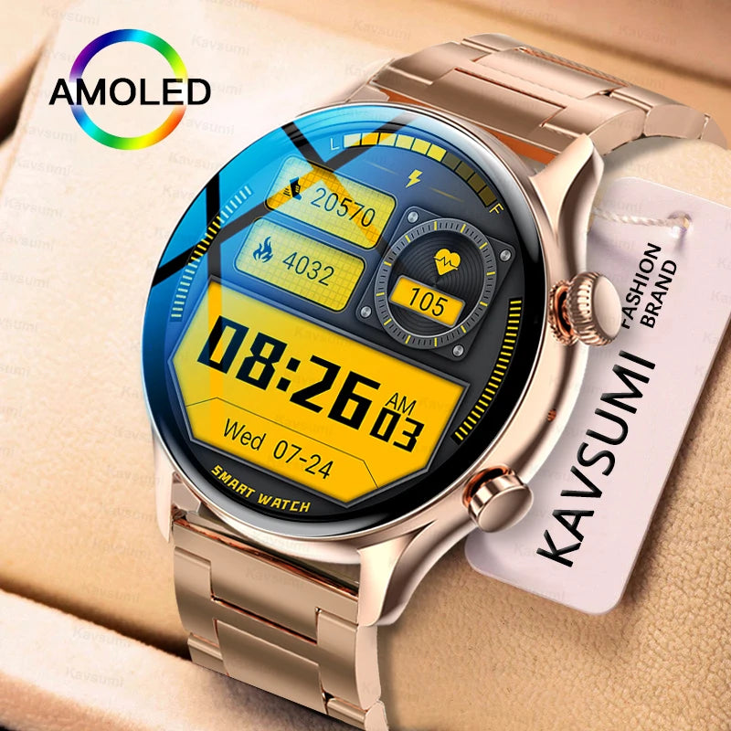 2024 NFC Smartwatch - Premium Men's AMOLED HD, Always-On Display, Bluetooth Calling, IP68 Waterproof - Perfect for Women, Android Compatible