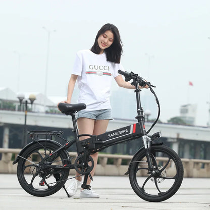 SAMEBIKE 20LVXD30 Folding Electric Bike 350W Motor Moped E-bike 35km/h 20 Inch Two Seat Bicycle Removable Battery 48V10.4AH