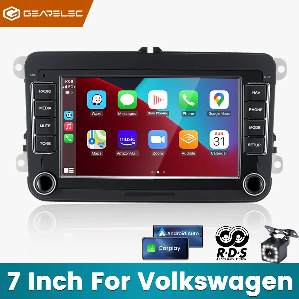 7" 2 Din Android Car Radio & Multimedia Player w/ GPS, WiFi, Carplay - Fits VW Volkswagen, Skoda Octavia, Golf 5 6, Touran, Passat B6, Polo, Jetta