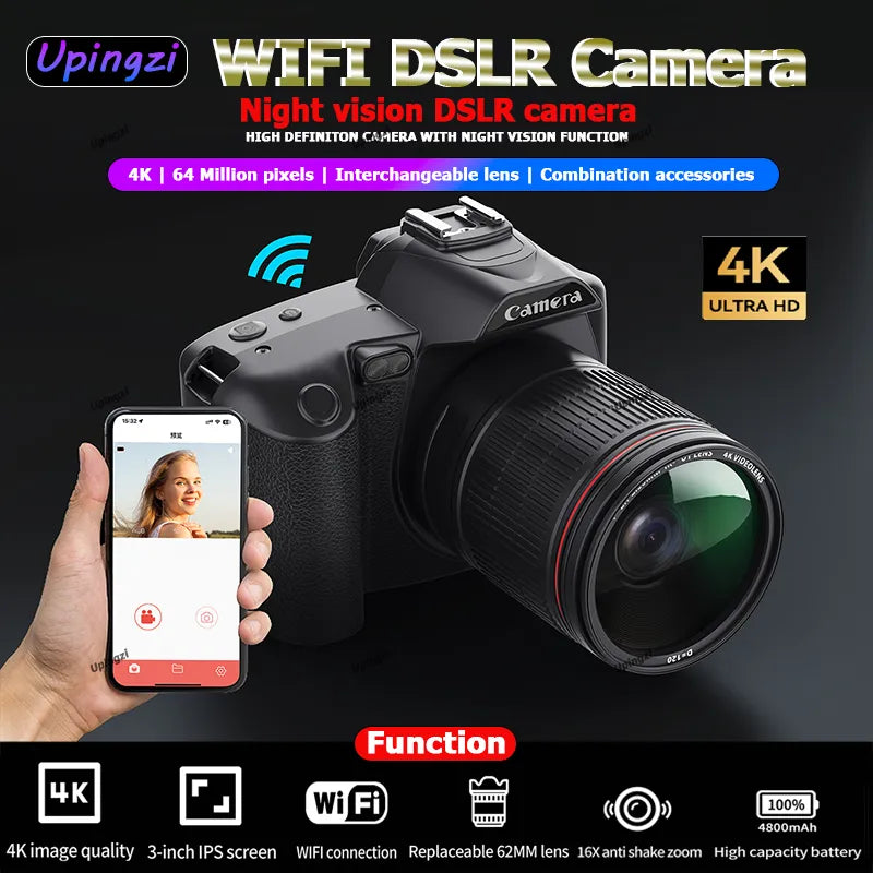 New product D5 4K dual camera High definition 64 million pixels Wifi DSLR camera Beauty Digital Camera Night vision camera