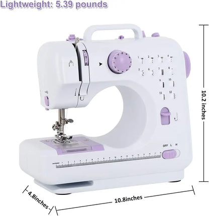 Purple Sewing Machine Portable Mini Electric Sewing Machine for Beginners,12 Built-in Stitches 2 Speed with Foot Pedal,LED Light