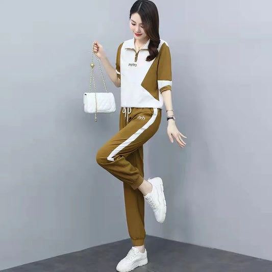 Spring And Summer Shorts Casual Fashion Sportswear Set Women 2024 New Small Two-piece Set Of Stylish Slim Temperament Top