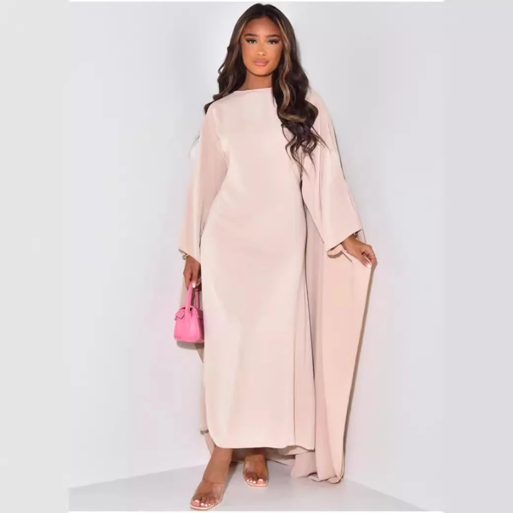 Muslim Party Long Dress Plain Abayas for Women Ramadan Dubai Batwing Sleeve Prayer Clothes Women Kaftan Kebaya Caftan Robe