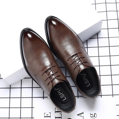 Men's Business Leather Shoes 2024 Pointed Toe Heightened Men Formal Leather Shoes Outdoor Leisure Breathable Trendy Shoes Tenis