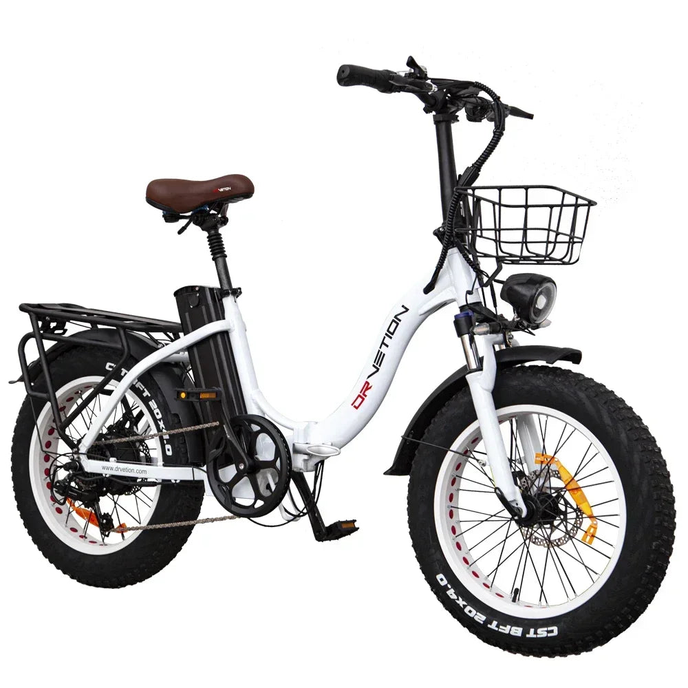 DRVETION CT20 Folding Electric Bike 20*4.0inch Fat Tire 750W Motor E-Bike 48V 10Ah/15Ah/20Ah Removable Battery 45km/h Disc Brake