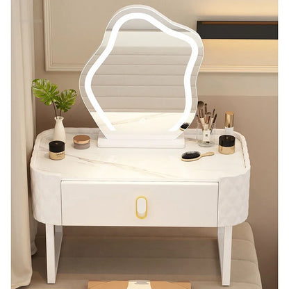 Modern Solid Wood Dressing Table for Bay Windows Mini Convenient Makeup Dressing Table Light Luxury Design Dresser for Bedroom