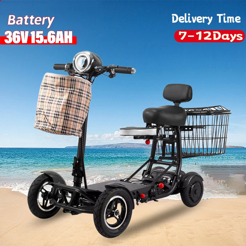 Disabled electric scooter four-wheel electric scooter dual motor 250W*2 mobility scooter foldable elderly