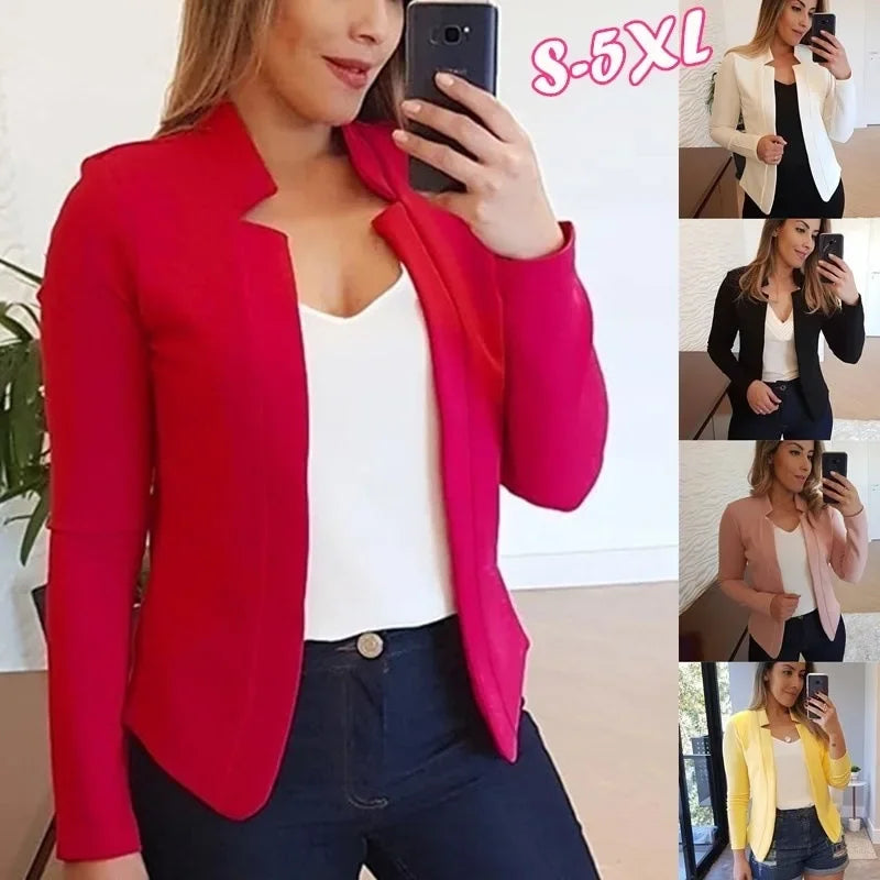 Women Thin White Blazers Spring 2024 Female Summer Blazer Long Sleeve Open Stitch OL Womens Slim Coats Femme Ladies Black Tops