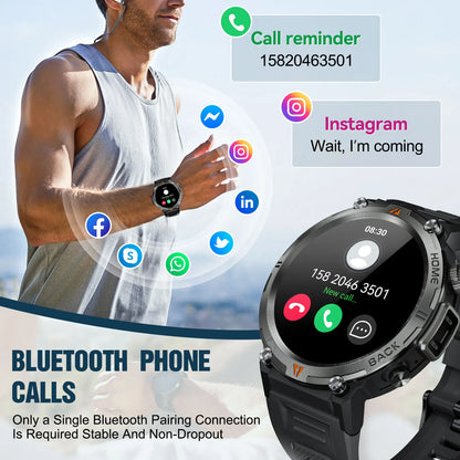 EIGIIS KE3 Bluetooth Call Smart Watch Men Full Touch Screen Health Monitor Clock With Flashlight Men SmartWatch For IOS Android