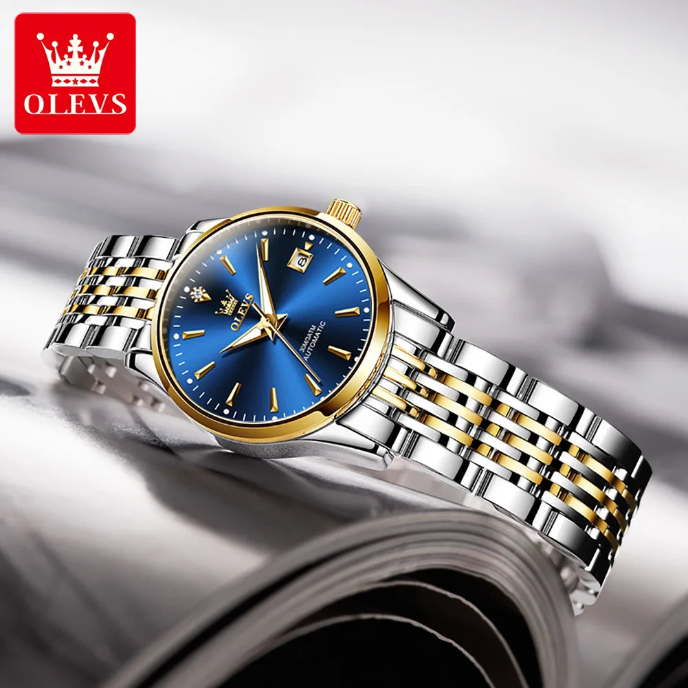 OLEVS Automatic Mechanical Watch for Women Original Movement Luxury Stainless Waterproof Luminous Women's Wristwatch Reloj Mujer