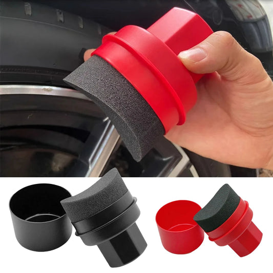 Car Tire Waxing Sponge Car Wax Applicator Pad with Lid Curved Shaped Easy Waxing Tire Sponge Tire Cleaning Tools Detailing Brush