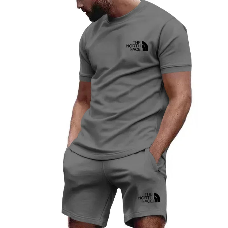 2024 new men's sportswear short sleeved T-shirt and sports shorts summer casual jogging pants set men's two-piece set