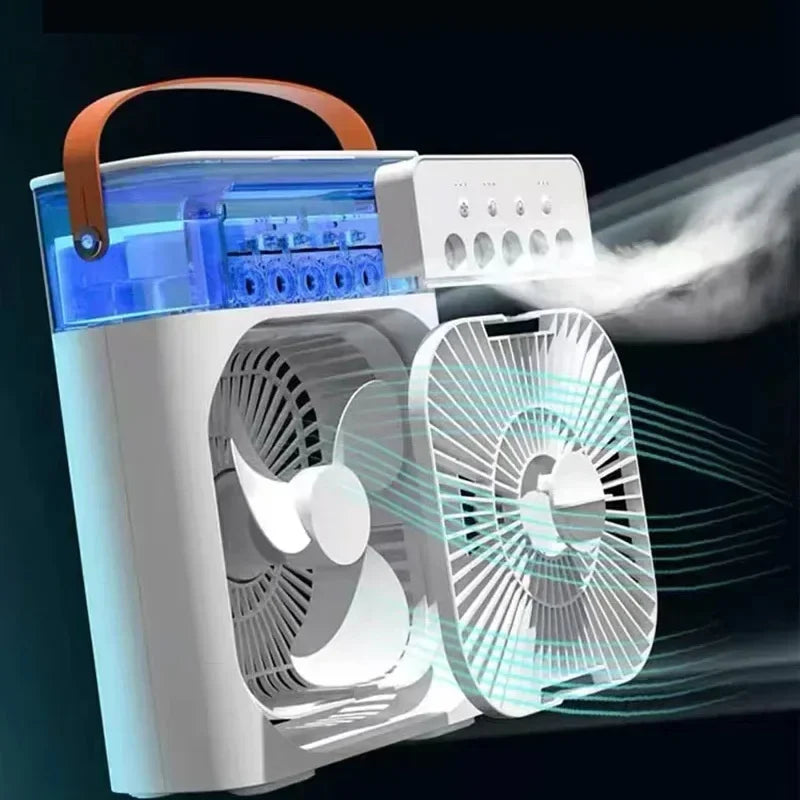 USB Electric Fan Air Conditioners Portable Cooling Fan LED Night Light Water Mist Fun 3 In 1 Air Humidifie For Home