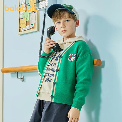 Balabala Toddler 2023 Unisex Boy Girl Sweater Spring Liner Cardigan Coat Preppy Style Bottoming Sweater