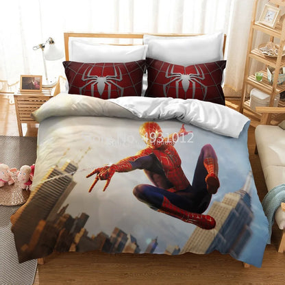 Disney Cartoon 3D Bedding Set Spiderman Double Eu Single 3pcs Comforter Duvet Cover Sets Bedclothes Boys Gift 3 Pcs