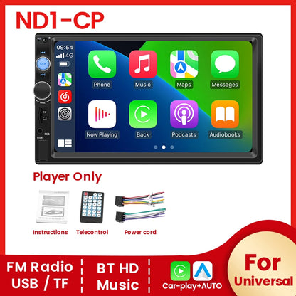 Navifly 7" HD Touch Screen Carplay 2 Din Universal Car Radio - MP5 Multimedia Player with FM, GPS, and Bluetooth Intelligent Systems