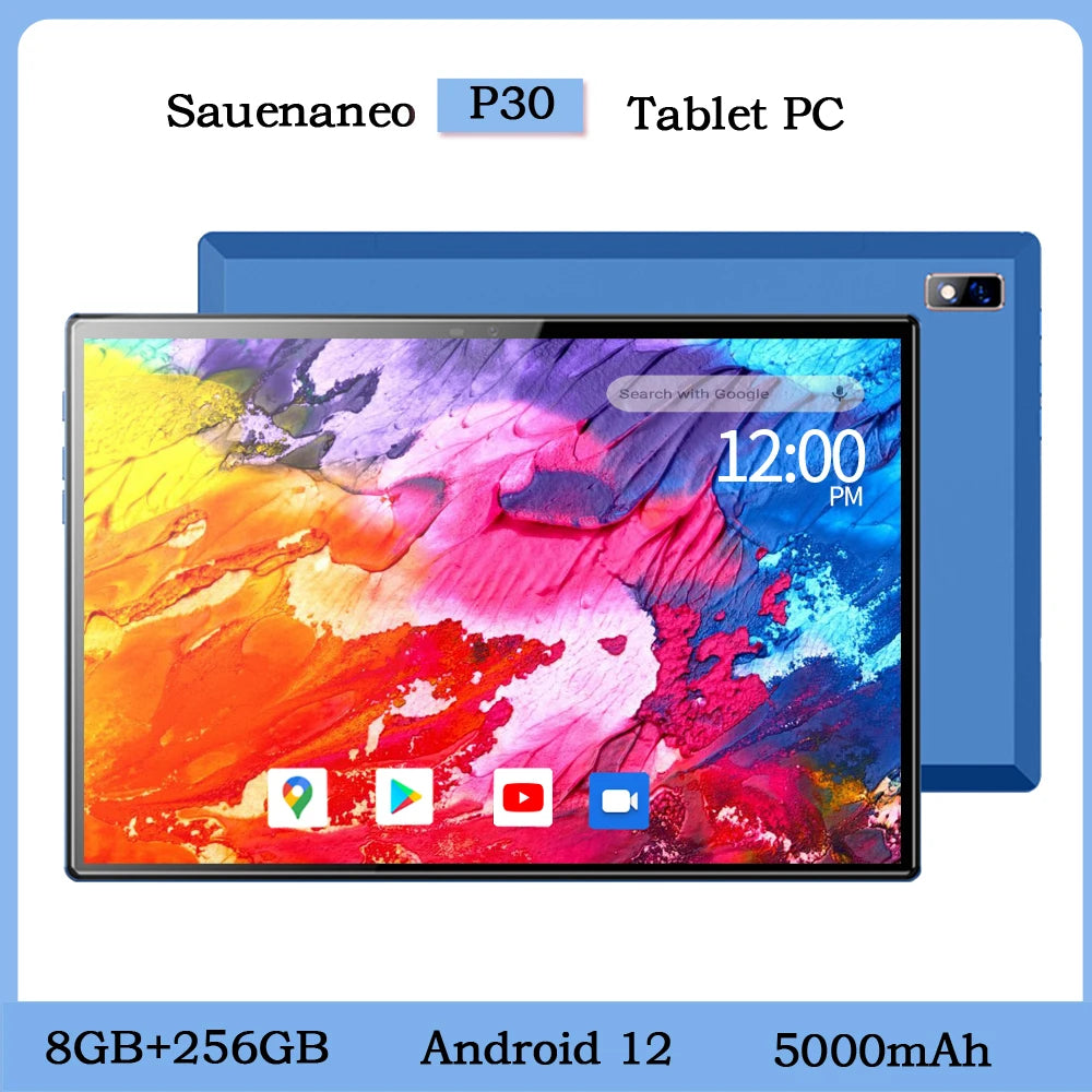 New 5G WIFI-P30 Tablet 8GB RAM 256GB ROM supports 4G calls Android 12 Tablet  5000mAh Battery