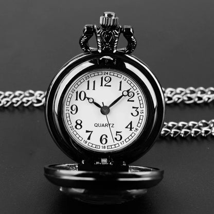 Vintage Angel Girl Design Quartz Pocket Watch with Black Necklace Pendant World-Time Feature, Analog Display For Women Men Kids