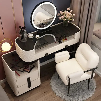 Vanity Desk Modern Dresser Table LED Mirros Design Bedroom Dressing Table Density Board Makeup Tavolo Trucco Home Furniture