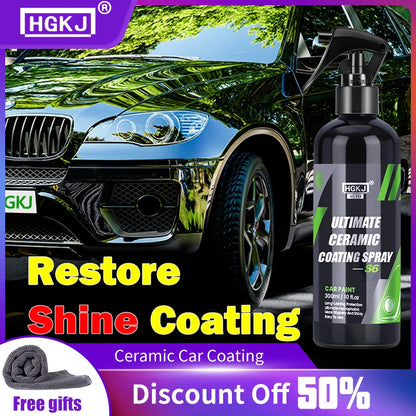 HGKJ S6 Ceramic Car Coating Spray Paint Care Crystal Wax Hydrophobic Detail Car Nano Coat Agent Wax Automotive Body Polishing