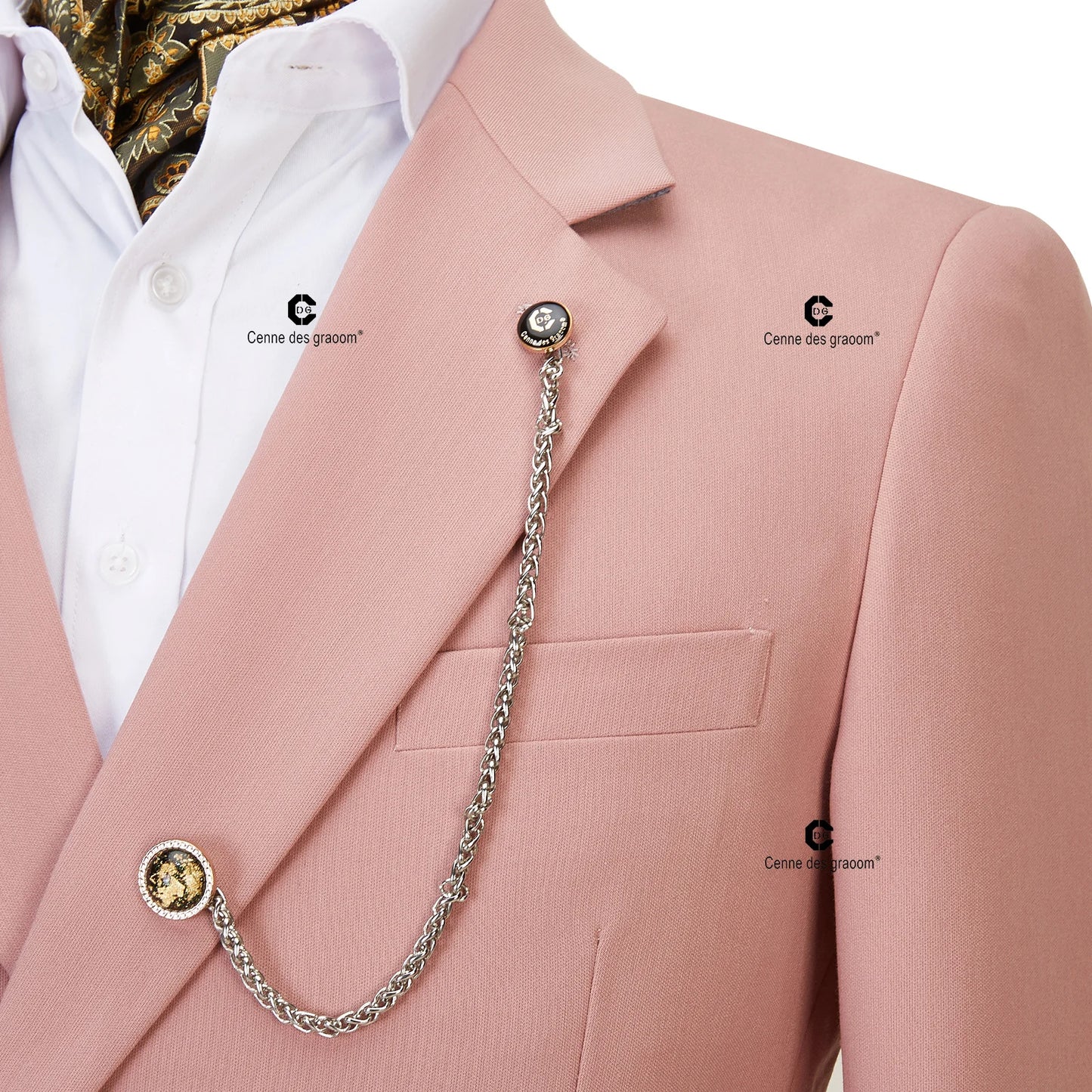 Cenne Des Graoom 2022 New Coat Design Dapper Style Metal Side Release Buckle Pink Men Suits 2 Pieces Set Dinner Wedding Party