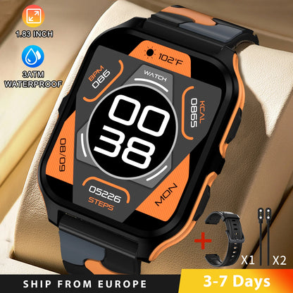 Outdoor Sports Smart Watch Men Bluetooth Call AI Voice Fitness Tracker Heart Rate Monitoring 3ATM Waterproof Military Smartwatch