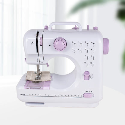 Portable Sewing Machine for Beginners Mini Electric Household Crafting Mending Overlock with 12 Stitches Presser Foot Pedal