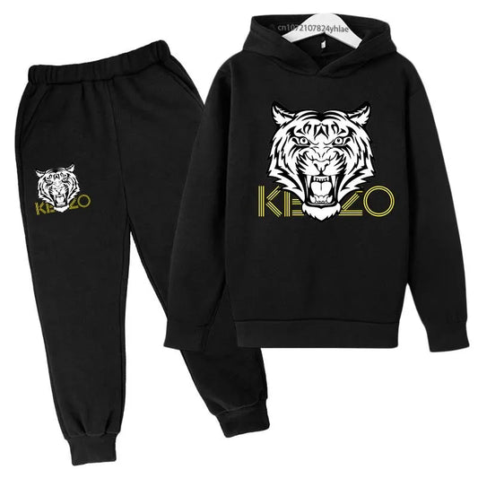 Tiger Head Kids Spring Autumn Leisure Fashion 2pcs Hoodie Sweatshirts+Pants Suits 3-13 Years Boys Girls Outfits Children Clothes