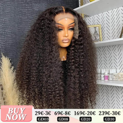 Wigs Brazilian Kinky Curly Human Hair Wigs 180% Density Pre Plucked 13x4 Lace Frontal Wig  Remy Hair Deep Curly Lace Front Wigs