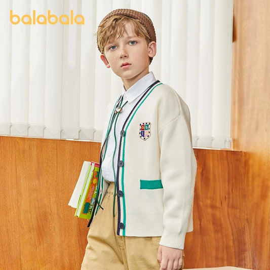 Balabala Toddler 2023 Unisex Boy Girl Sweater Spring Liner Cardigan Coat Preppy Style Bottoming Sweater