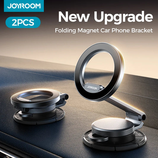 Joyroom 2PCS Magnetic Car Phone Holder Foldable All-Metal Strongest Magnet Car Dashboard Phone Stand For 4.7-7.0 inches Phones