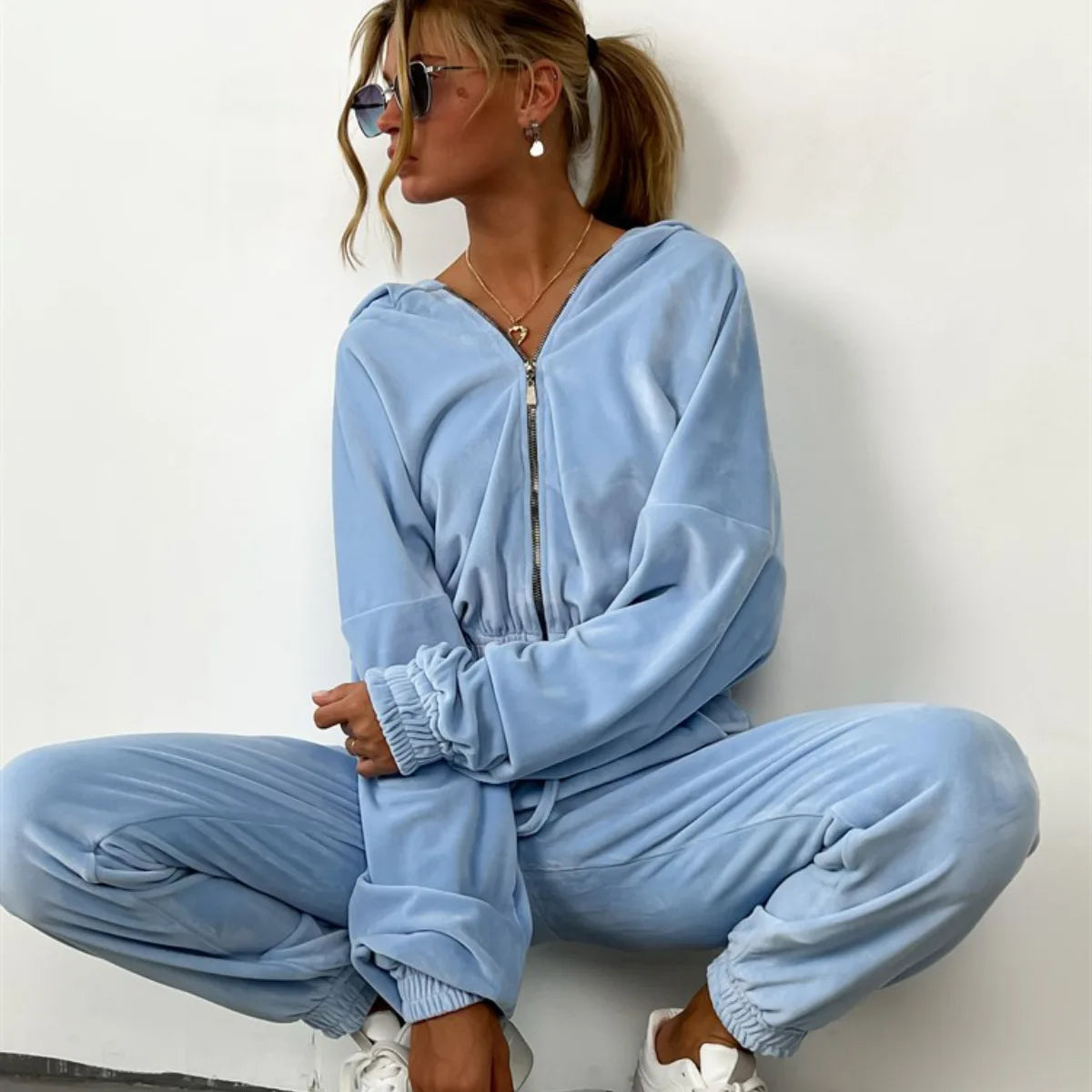 Women Two Piece Sets Long Sleeve Hoodies+Pants Solid Color Tracksuit Female Casual Sportswear 2024 Spring Autumn Fashion Outfits