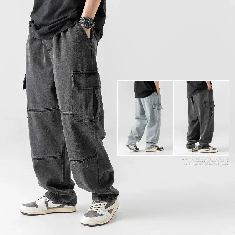 Y2k Men Jeans Wide Leg Denim Pants Loose Straight Baggy Men Jean Hip Hop Streetwear Skateboard Neutral Denim Trousers Cargo Jean