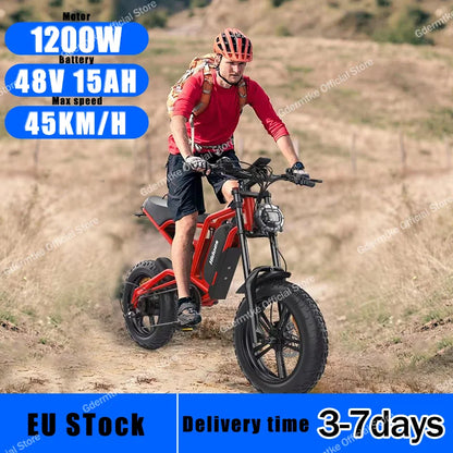 Electric Bicycle Hidous B6 1200W Motor 48V15AH Battery Outdoor Sports E Bike Off-road Motorcycle 20-inch Fat Tire Electric Bike