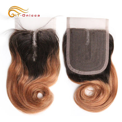 Body Wave Closure Brazilian Human Hair T Part Lace Closure Natural Color Meche Bresilienne Cheveux Humain Kinky Curly Closure