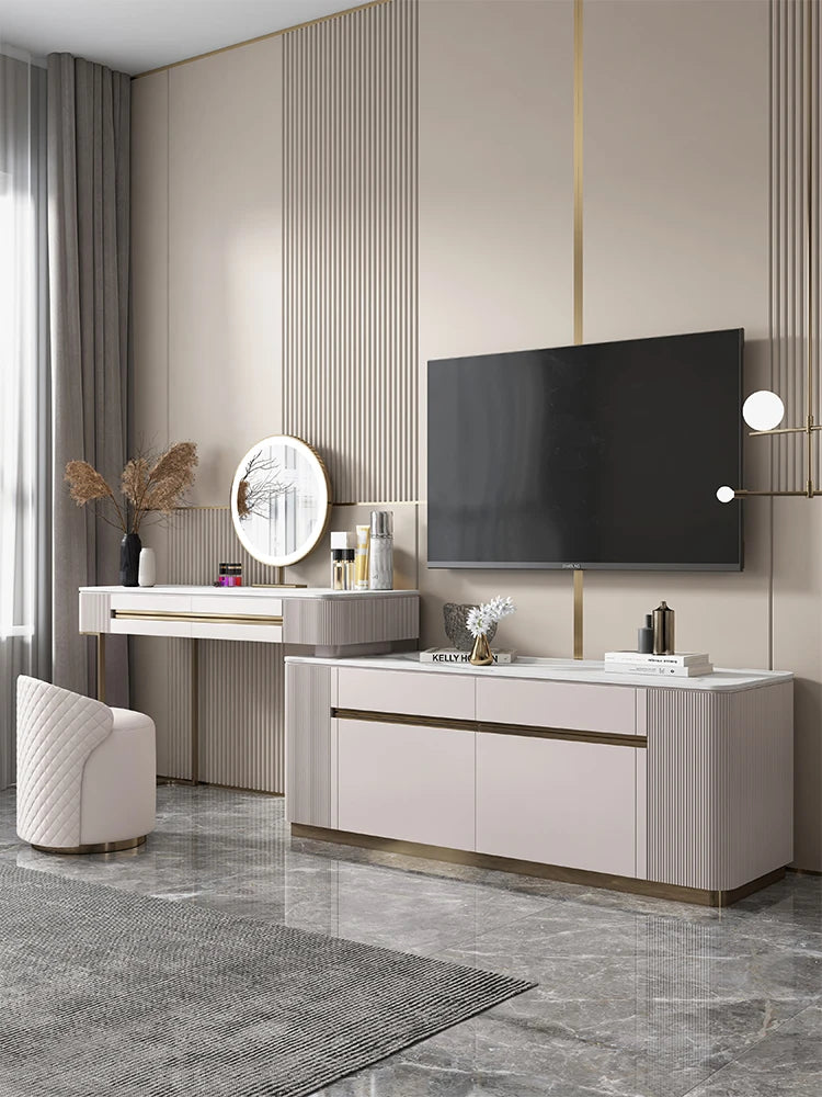 Light Luxury Dresser TV Cabinet Integrated Combination Bedroom Modern Simplicity High-end Storage Cabinet Desk Dressing Table