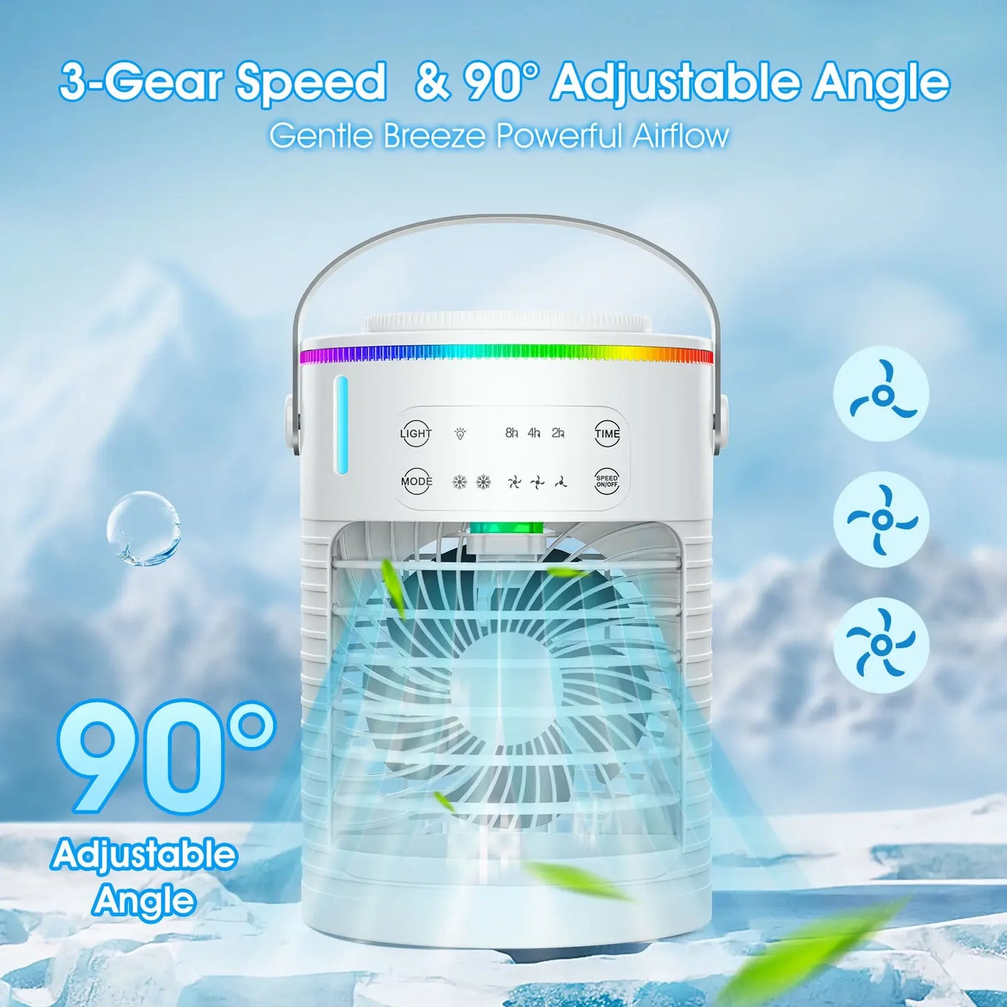 Portable Air Conditioning Fan Multifunction Cooling Small Air Cooler Home Office Humidifier USB Strong Wind Water Cooling Fan