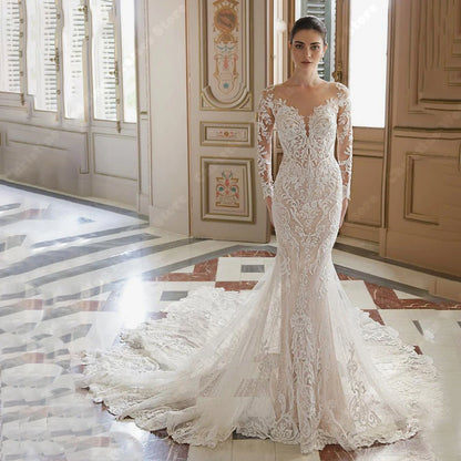 Optimize product title: Exquisite Off-The-Shoulder Mermaid Wedding Dress with Lace Applique