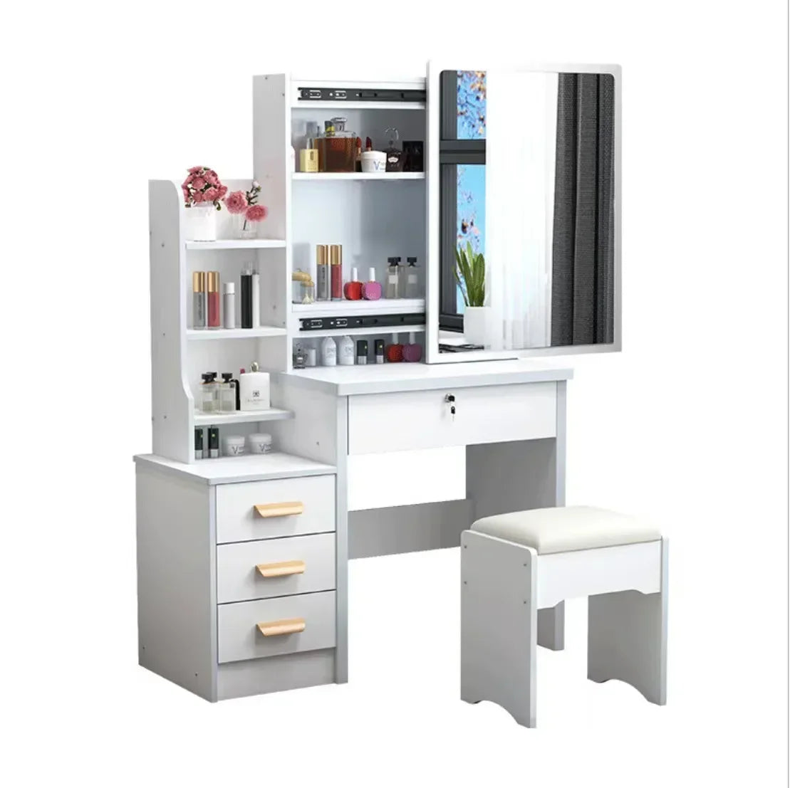 Makeup Tables Hairdresser Dressers Bedroom Furniture Vanity Mirror Drawers Cabinets Commodes Tocador  Vestidores Table De Chevet