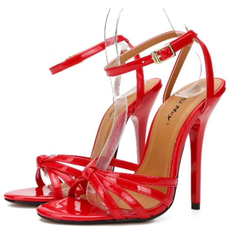 Summer  Party Sandals 12cm thin High Heels Shoes Peep Toe Buckle Open Toe pumps Plus Size:45 46 47 48 sandalia muje