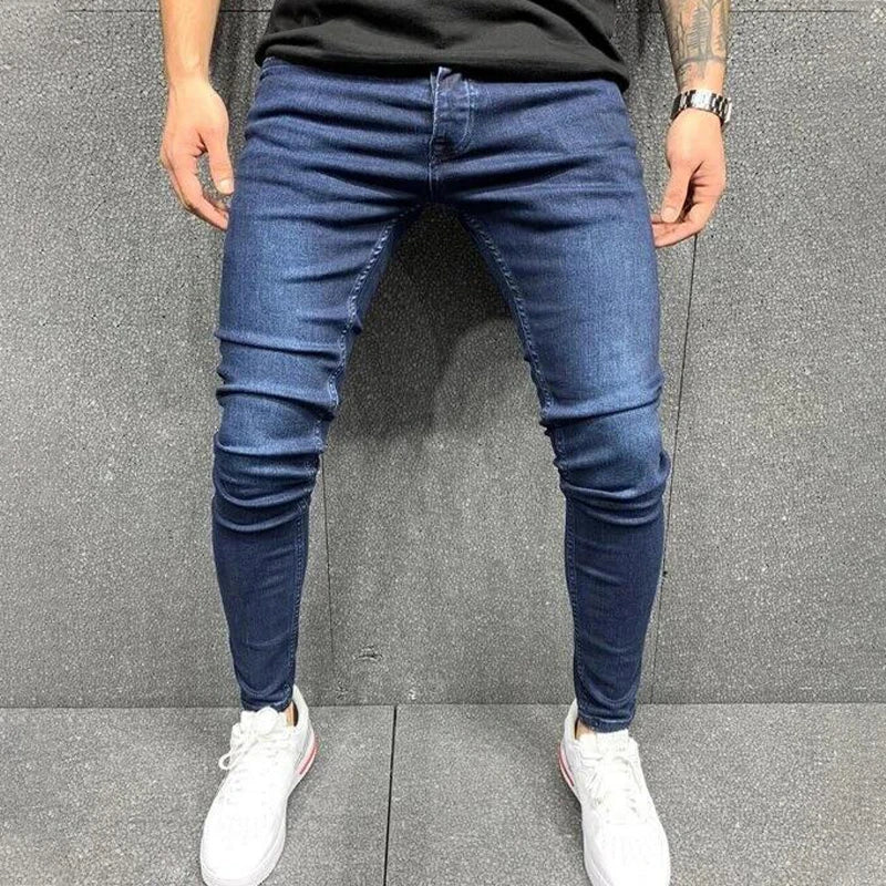 2023 New Men's Stretchy SKinny Jeans Solid Color Slim Fit Casual Pants Fashion Mens Designer Clothes Streetwear Denim Trousers