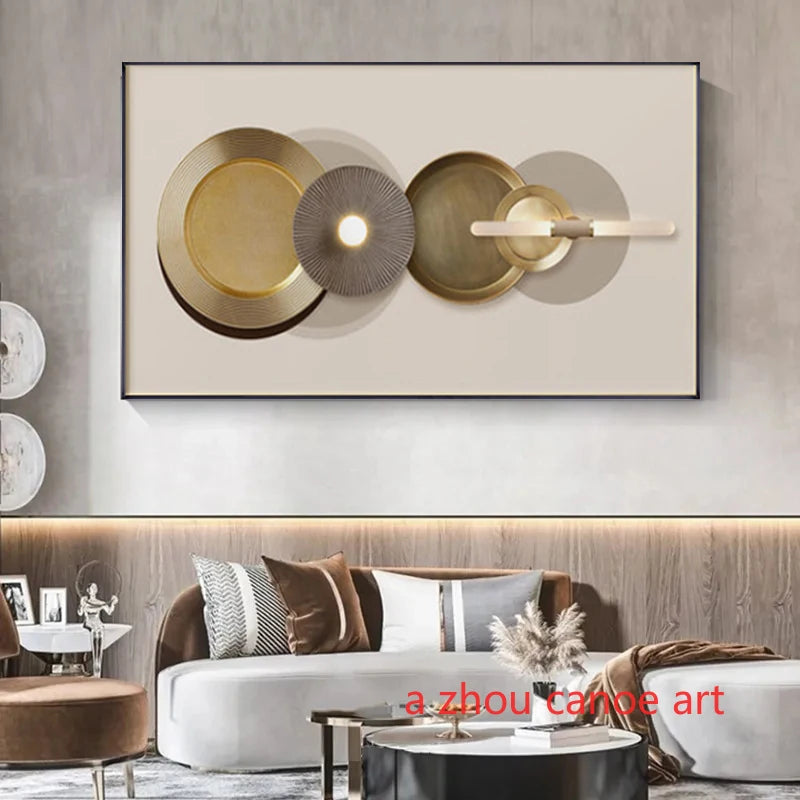 Abstract Modern Luxury Golden Style Geometric Minimalist Art Posters Canvas Painting Wall Print Pictures Room Home Decor Cuadros