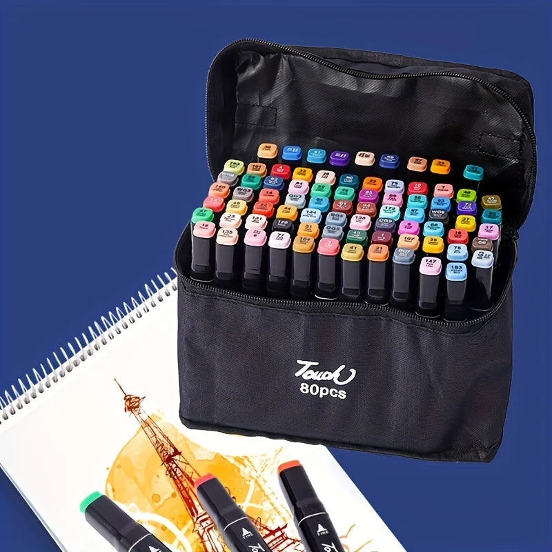 24 Colors Oily Art Marker Pen Set for Draw Double Headed Sketching Oily Tip Based Markers Graffiti Manga School Art Suppli