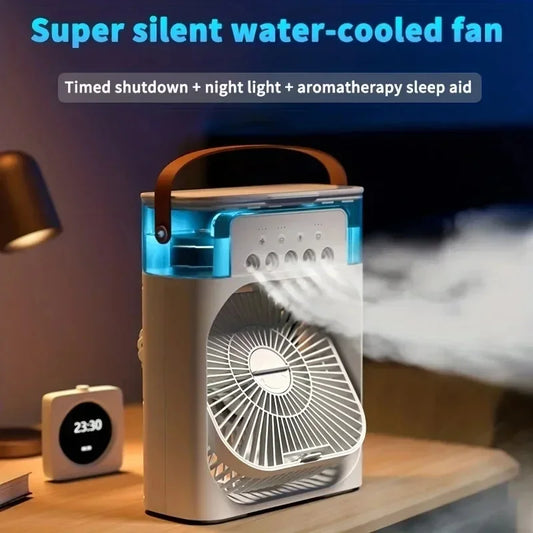 Portable Air Conditioner Fan Mini Evaporative Air Cooler with 7 Colors LED Light 1/2/3 H Timer 3 Wind Speeds and 3 Spray Modes